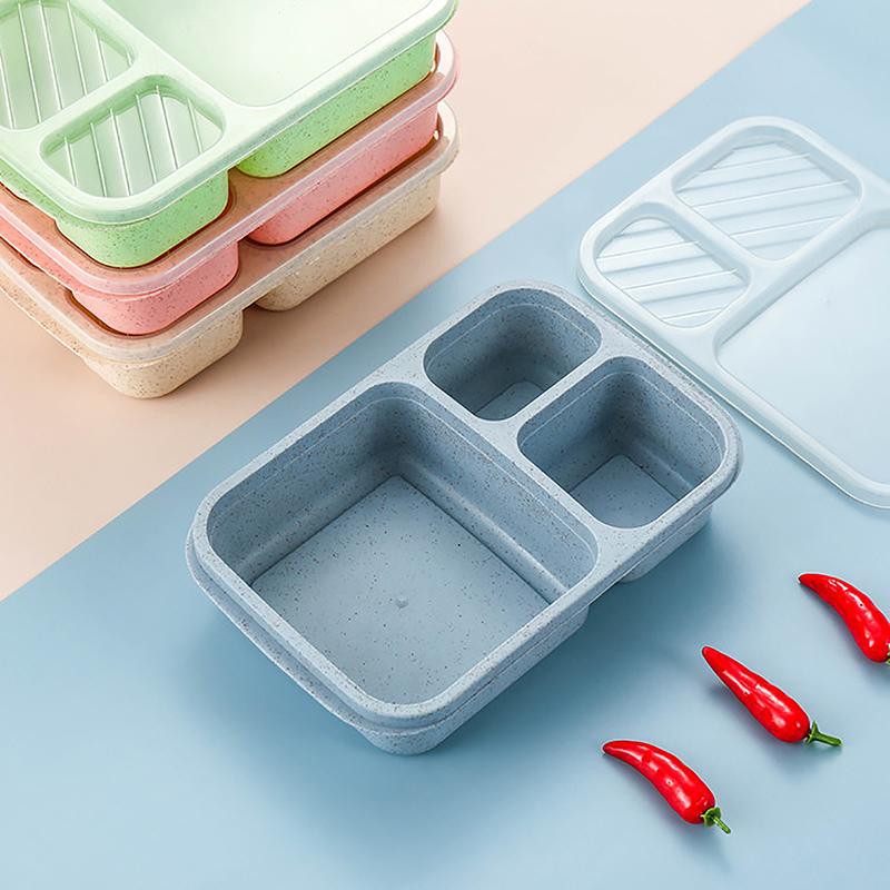 Microwave Lunch Box Wheat Straw Dinnerware Food Storage Container Children Kids School Office Portable Bento Box Lunch Bag