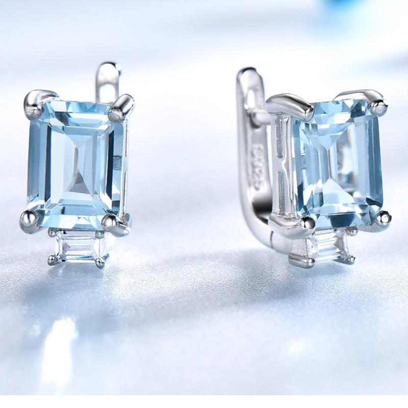 Gica Gema Jewelry S925 Sterling Silver Square Geometry STemperament Stud Earrings For Women Fine High Grade Jewelry Gift To Valentine's