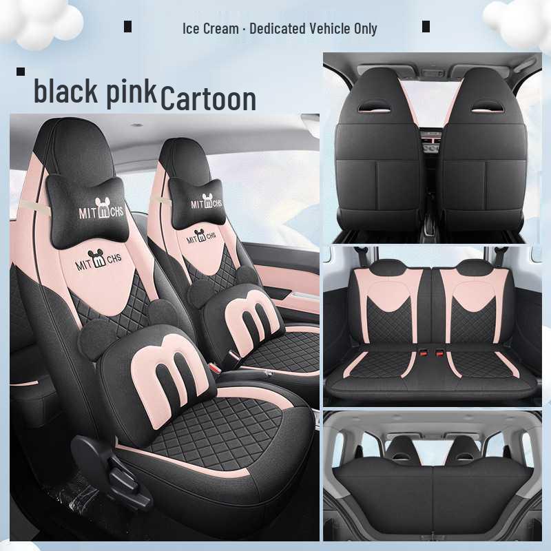 Chery Ice Cream Car Seat Cover - Full Coverage for All Seasons, Fits 25 QQ Models, Ideal for Female Car Interior Decoration.