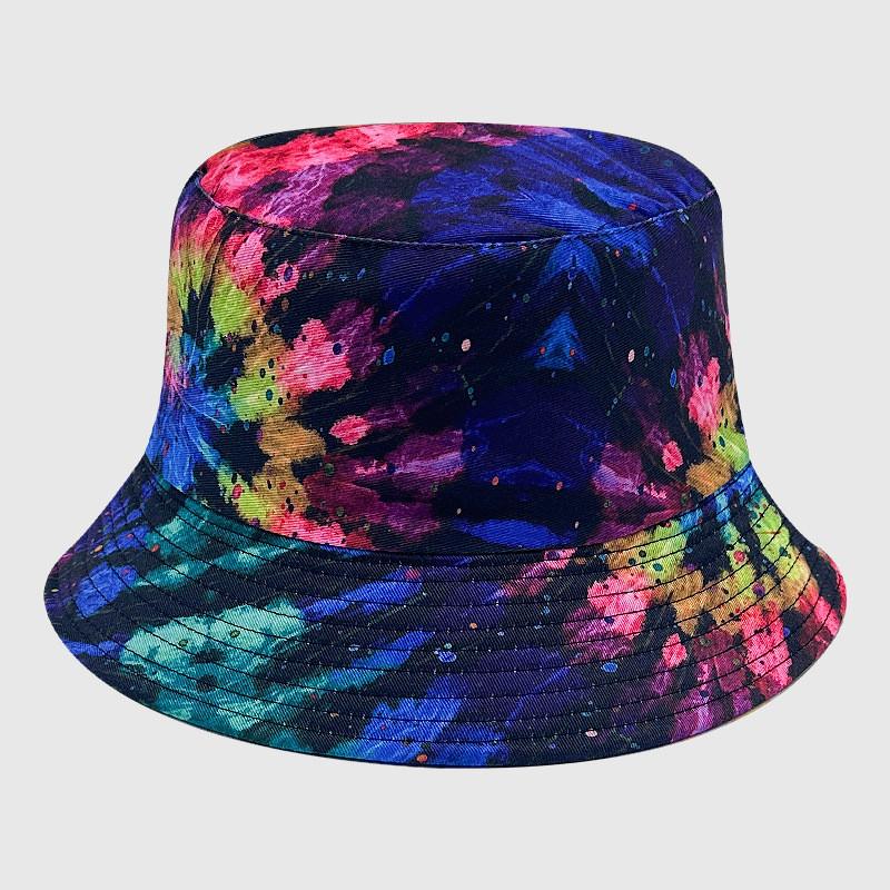 Neutral Summer Tie Dye Printed Fisherman Hat Outdoor Breathable Hat Sunshade