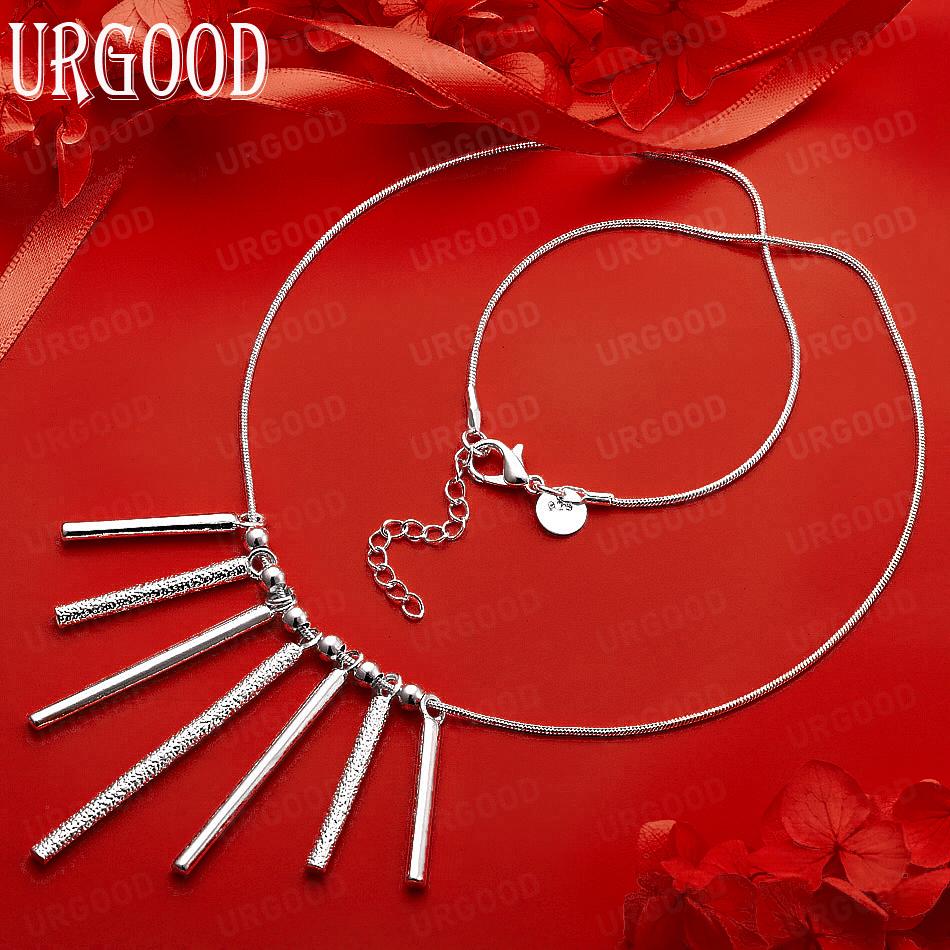 925 Sterling Silver Exquisite Vertical Tassel Snake Bone Necklace - Banquet Gift Jewelry
