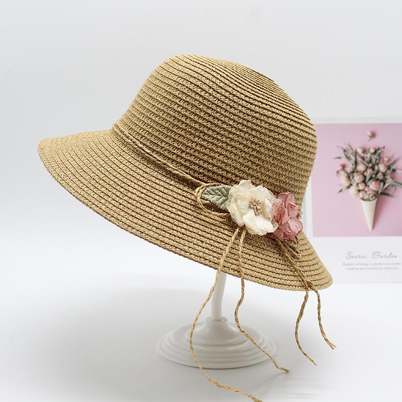 2020 Summer Parent-Child Straw Hat, Handmade Straw Visor Girl Flower Sun Hat