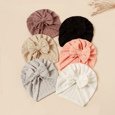 INS Style Baby-Kopfbedeckung mit Schleife – dehnbare, elastische Jacquard-Mütze für Neugeborene, Turban-Mütze für Mädchen und Jungen im Alter von 0–2 Jahren