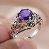 Elegant Retro Style Women's Red Zircon Ring Exquisite Flower Hollow Design Women's Jewelry Anniversary Accessories