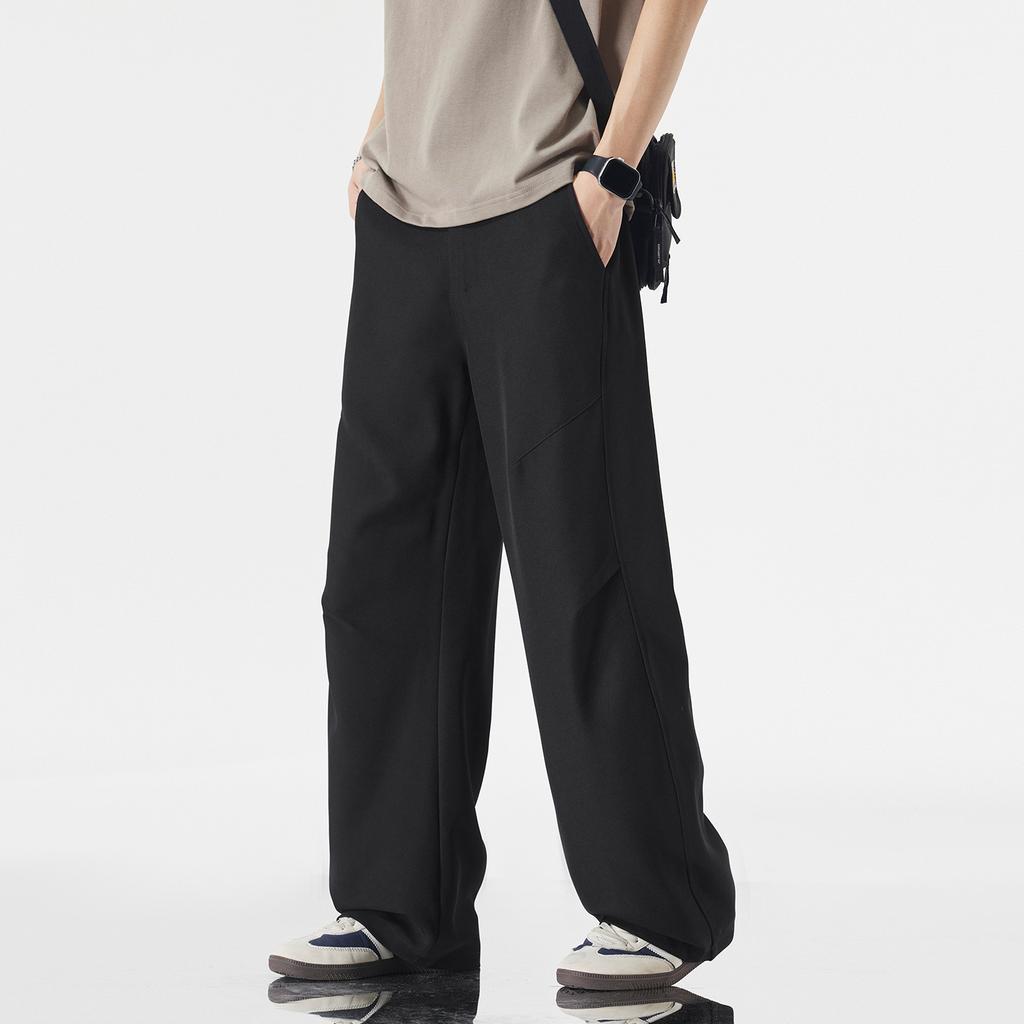 Summer New Pleated Outdoor Sports Casual Pants Men's Solid Color Simple and Versatile Loose Wide-leg Trousers