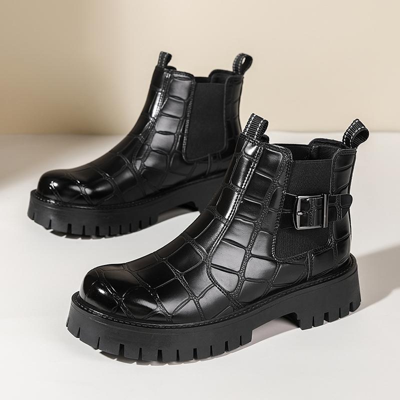 

High Quality Men s Platform Boots Thick Soled Formal Leather Boots Men Office Work Dress Boots Brand Comfortable Chelsea Boots 39