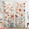 2pcs,2D Plane Printing Pattern Curtains Pastel Wildflower Bouquet Versatile Fabric (without Rod) Art Deco Festive Ldeal for