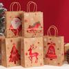 1/30Pcs Christmas Candy Cookie Packaging Treat Pouch Kraft Gift Bags with Handle Party Santa Claus Snowman Decorations Wholesale