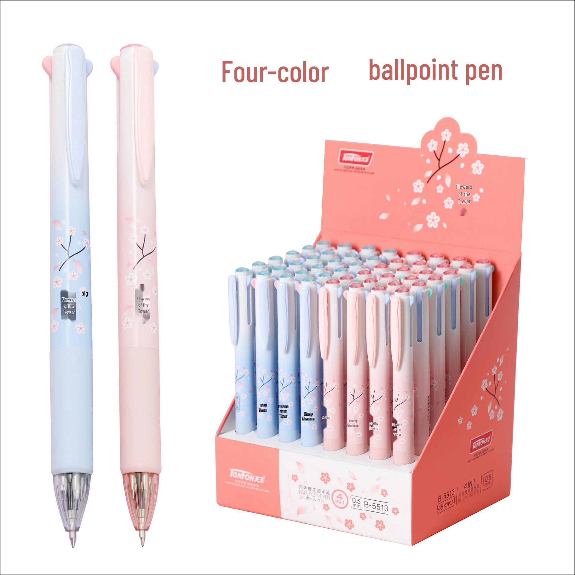 

Cherry Blossom Multi-Color Ballpoint Pen - Four-Color Oil-Based Click Pen, Ideal for Students and Journaling. Bullet Type 0.5