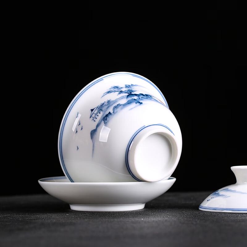 MULTIPOTENT Hand-painted Blue & White Porcelain Sancai Gaiwan