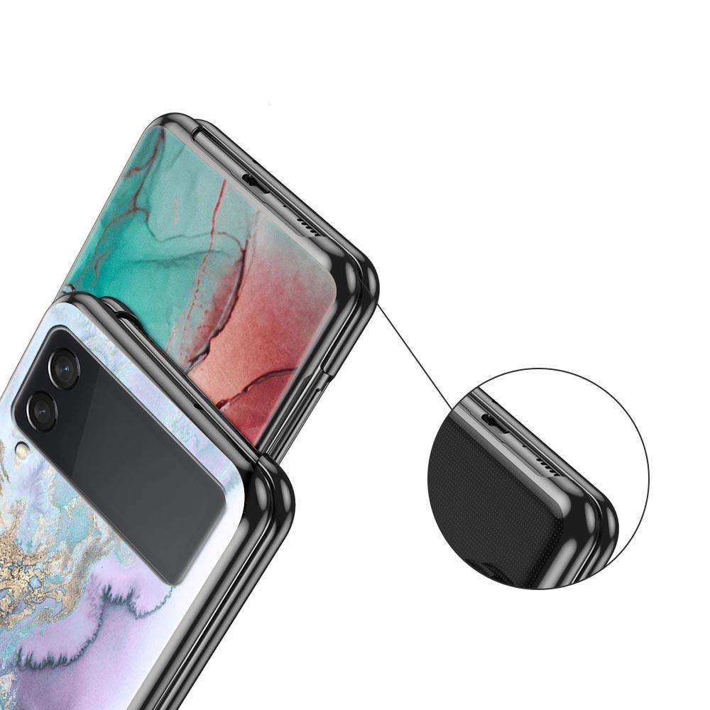 Vintage Marble Hard PC Phone Case For Samsung Galaxy Z Flip 7 6 5 4 Black Cover For Galaxy Z Flip 3 Foldable Shell Fundas Capas