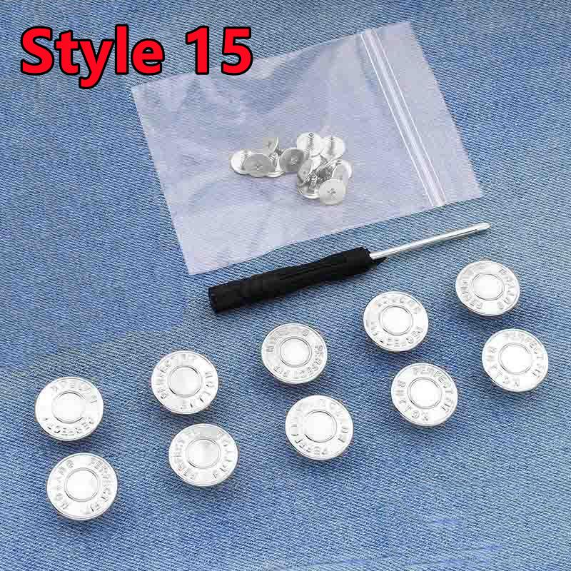 10 PEZZI Bottoni per Jeans di Ricambio 17mm Senza Cucitura Bottone in Metallo Kit di Riparazione Bottoni per Jeans Rimovibili Senza Chiodi Set Accessori da Cucito