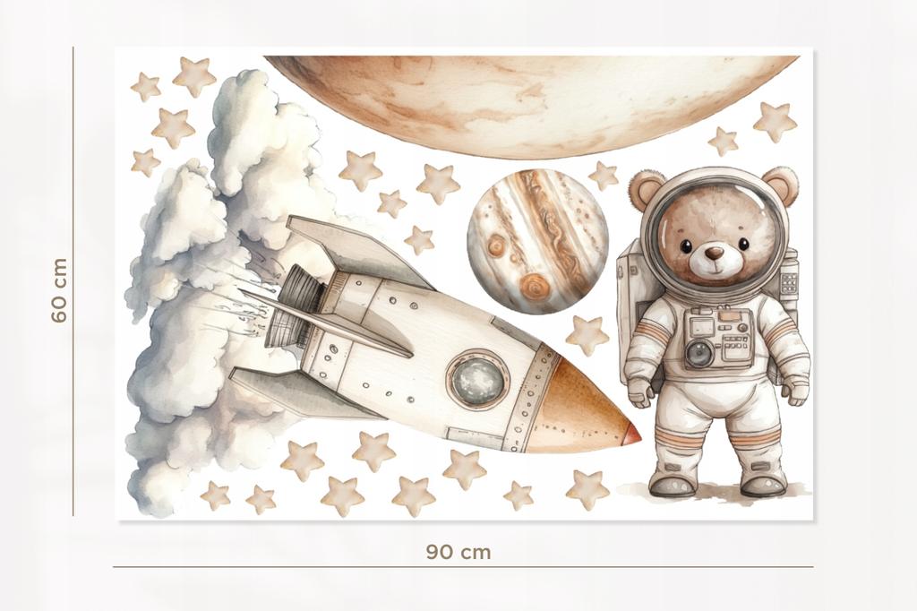 Wall Stickers Space Teddy Bear Astronaut Planets Children'S Room