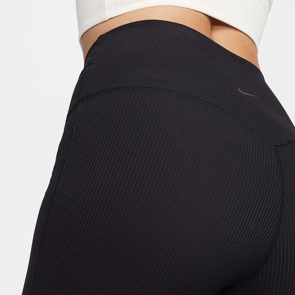 Nike Solid Ribbed High-Waisted Slim Fit Flared Sports Trousers Women bottoms Black HJ1847010