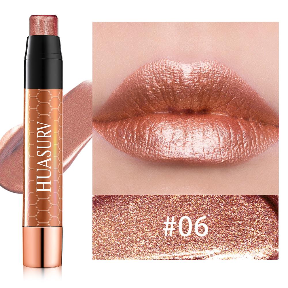 HUASURV Ten-color Long-lasting Pearlescent Lipstick , Complexion Moisturizing, Easy To Color, Pearlescent Fine Flash