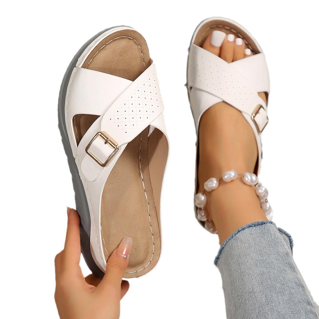 Summer trend comfortable wedge heel slippers European and American fashion cool slippers women's shoes