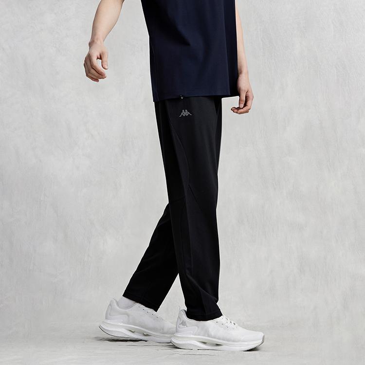Kappa Gara Series Lightweight Solid Color Versatile Cool Feeling Sports Long Pants Men Bottoms Black K0E32AK44