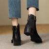 Shoes for Women 2025 Korean Fashion Square Toe Women's Boots Simple All-match Black Ankle Boots Stylish Office Ladies Shoes