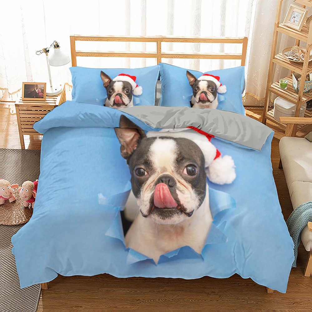 French Bulldog Duvet Cover Set King Size Cute Puppy Animal Theme Bedding Set For Kids Teen 2/3Pcs Soft Comforter Cover