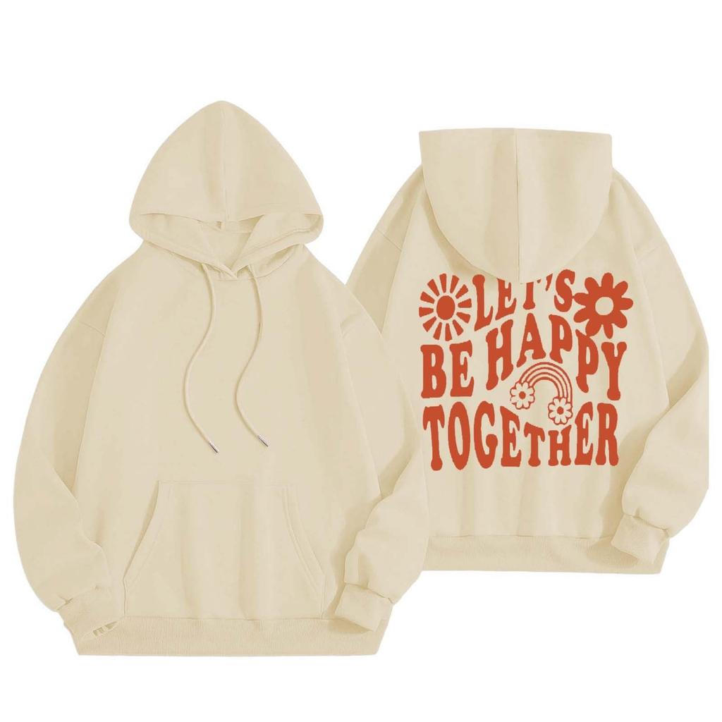 Women's long-sleeved letter-printed hooded pullover hoodie jacket