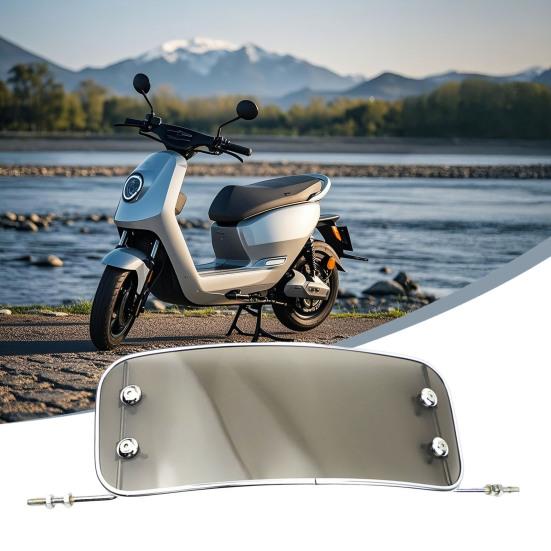 Motorcycle Deflector, Adjustable Bracket High-Definition Windshield, Transparent Wind Protection Board Universal for Electric Bike Scooter