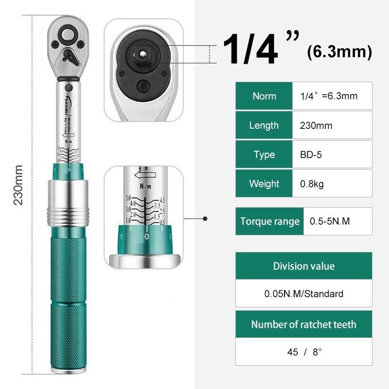 Industrial Grade Torque Wrench 0.5-220 N.M Car And Bicycle Repair Wrench Adjustable Torque Wrench