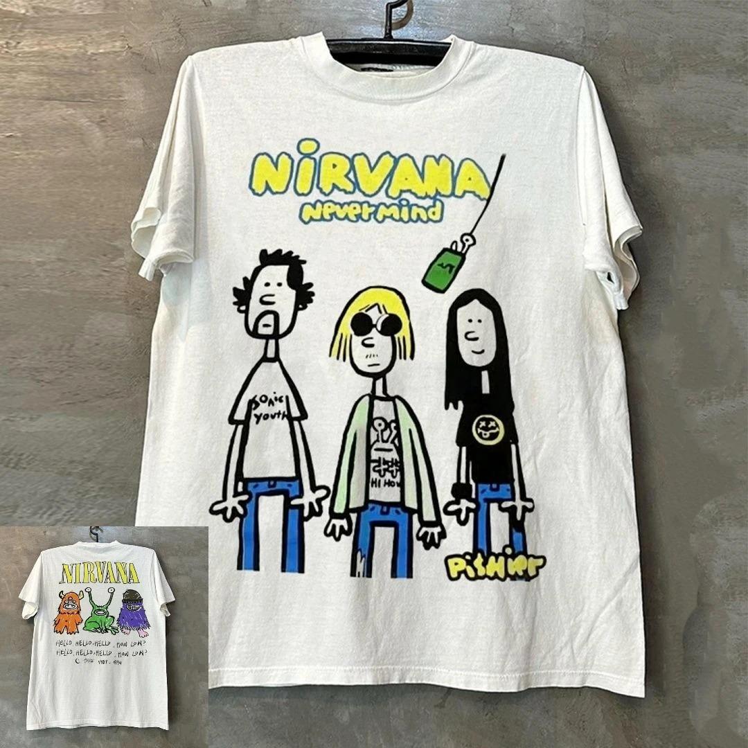 

rock band Nirvana Print Men s 100%Cotton shirt Y2k hiphop style Graphic Tshirt Unisex O-neck Short Sleeve Streetwear Women shirt XXXL
