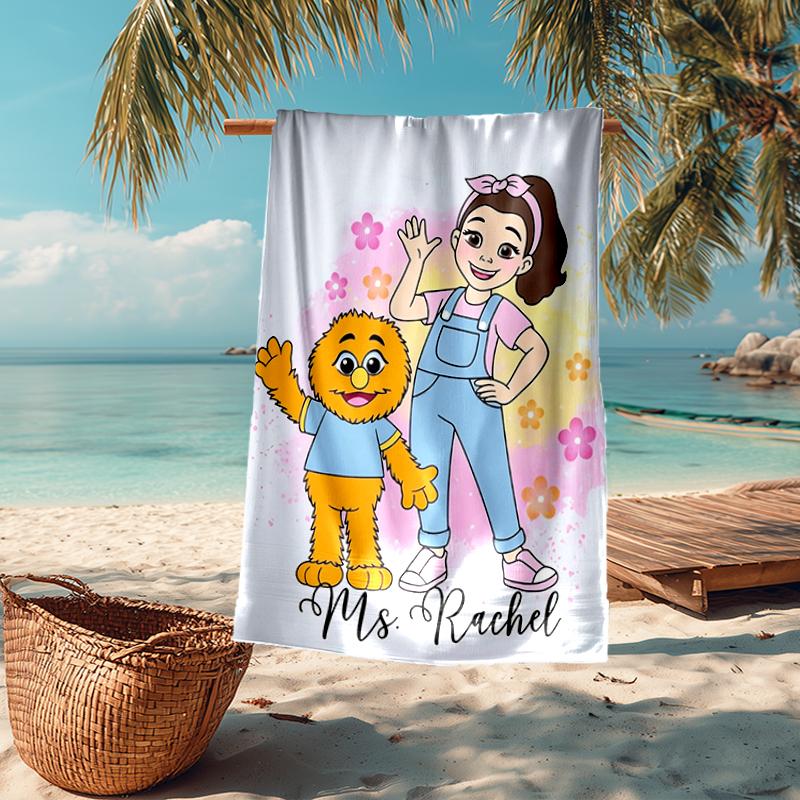 Ultra-Soft Beach Towel with Ms. Rachel Theme,Ideal for Pool - Camping, Diving - Perfect Travel Essential, Vibrant Beach Towel.