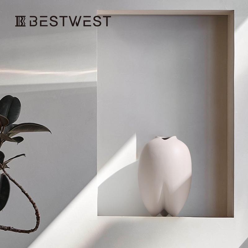 BSH Minimalist Big Belly Glazed Ceramic Vase for Home Decor