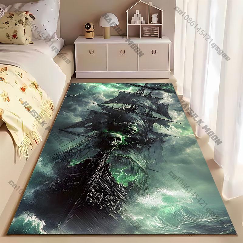 Haunted ghostly ship at sea carpet Yoga living room room decor children's crawling mat doormat area rug games mat