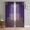 Life Of Flower Purple Tulle Curtains for Living Room Print Sheer Voile Curtain Bedroom Window Screening Drapes Blinds Home Decor