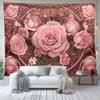 Chic Pink Floral Tapestry Flower Plant Series Wall Hanging Background Cloth Nordic Home Living Room Bedroom Decor Tapestries