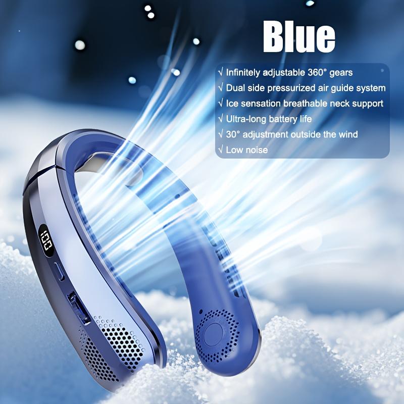 

Безлопастной вентилятор на шею, регулируемое направление потока воздуха на 30 градусов, регулировка скорости потока воздуха на 100 градусов, портативный мини-вентилятор синий