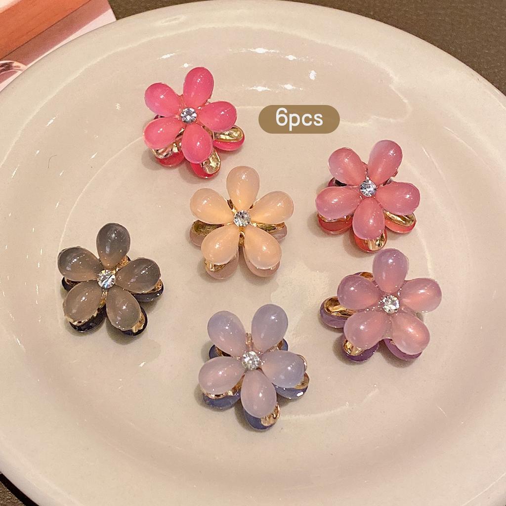 6 Färgglada Små Blomma Hårklämmor Söt Koreansk Stil Mode Hårspännen Lämpliga för Daglig Användning Håraccessoarer