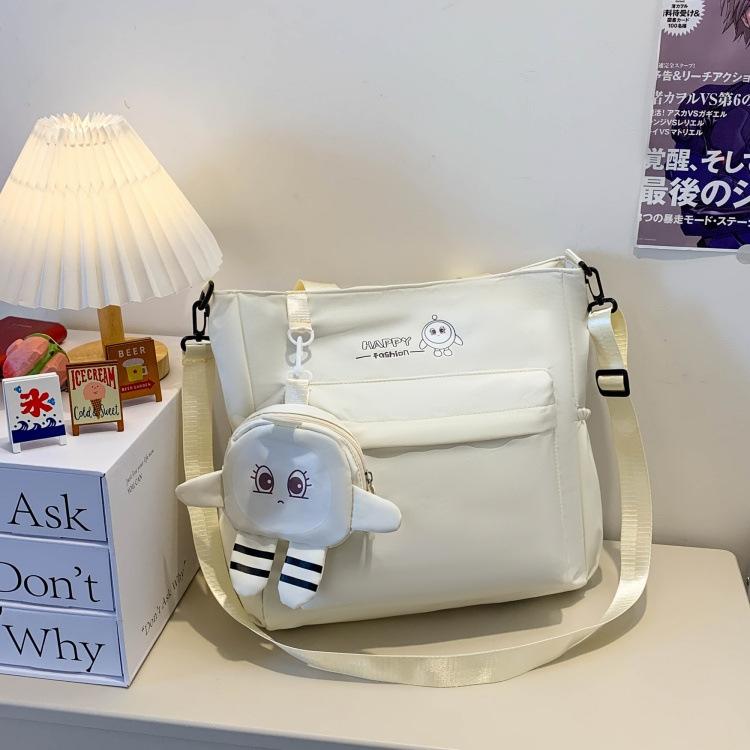 

2025 новая сумка-мессенджер для средней школы, водонепроницаемая наплечная косметичка большой вместимости, сумка для учебы, наплечная сумка белый