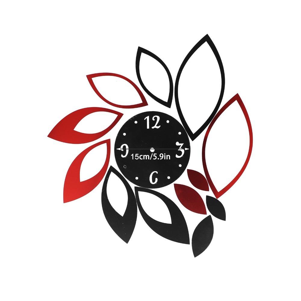 Removable Sticker Mirror Wall Clock Hollow Floral Design Self Adhesive Clock Decal Home Wall Art