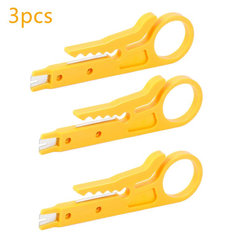 3pcs black/blue/yellow portable wire stripping pliers small wire stripping knife wire cutting tool network cable crimping pliers