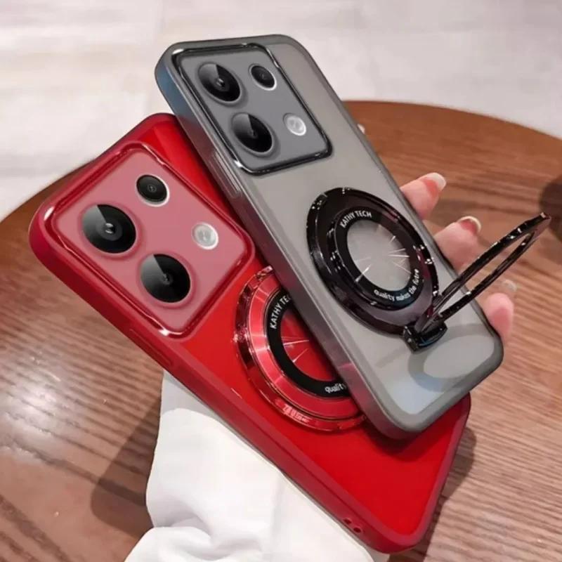 G 15 75 5G Gjennomsiktig Linsefilm Etui for Motorola Moto G15 G75 G85 G35 G45 G53 G84 Magnetisk Støtteholder Silikon Telefondeksel