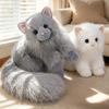 Realistic Cat Plush Toy Lifelike Stuffed Animal Cat Doll Soft Fluffy Cat Throw Pillow Gift for Adults Kids Youth
