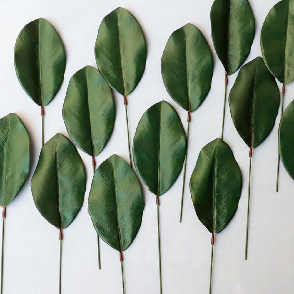 10Pcs Artificial Magnolia Leaves Green Leaves for Bouquets Decoration Wedding Flower Arrangement Decorative Artificial Leaves