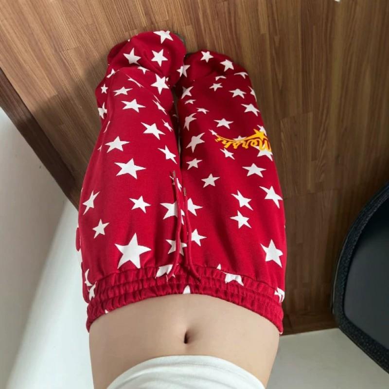 Womens Retro Star Print Sweatpants Hip Hop Loose Casual Wide Leg Trousers