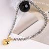 Europe and The United States  Round Beads Heart Pendant Necklace Women's Classic Trend Daily Accessories Jewelry