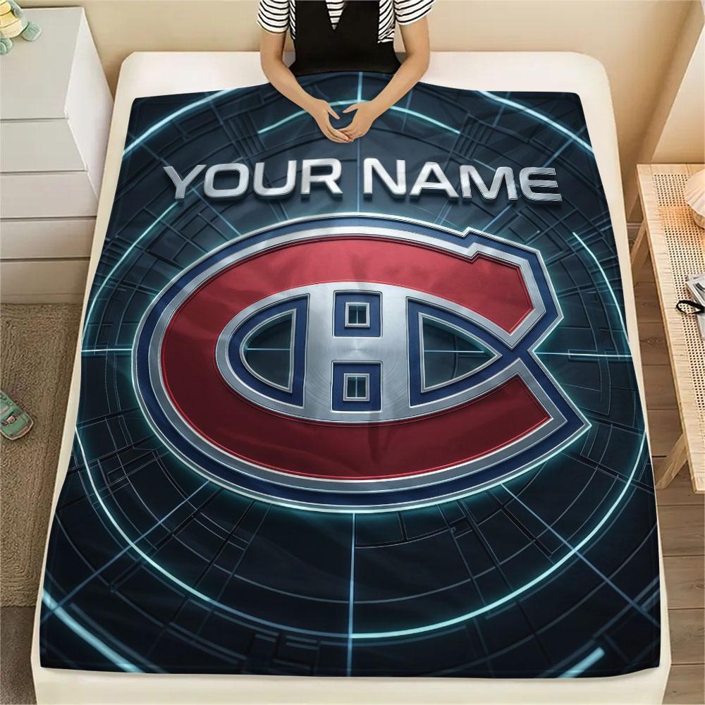 Custom Name,Montreal Canadiens Printed Flannel Blanket, soft throw for bedroom sofa, washable, Christmas present, great gift.