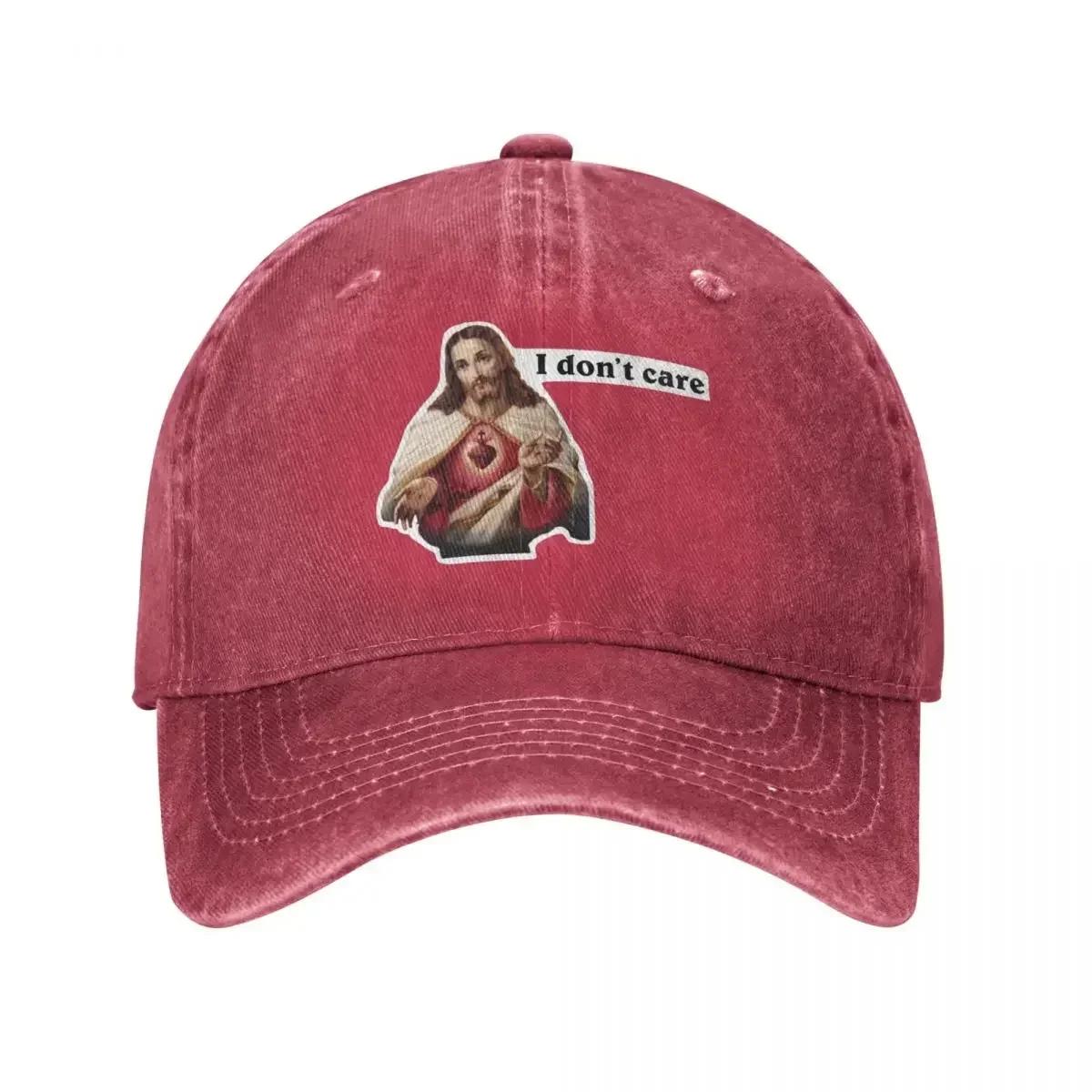 Jesus I Dont Care Meme Accessories Unisex Baseball Caps Funny Jesus Meme Hats Cap Vintage All Seasons Travel Soft Sun Cap One Size