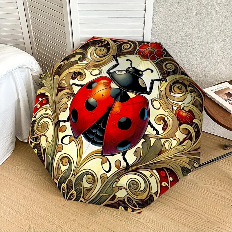 

1PC Ladybug Ornament Automatic 8-Bone Folding Umbrella - Durable Polyester & Iron Frame,Userfriendly Operation y250929136