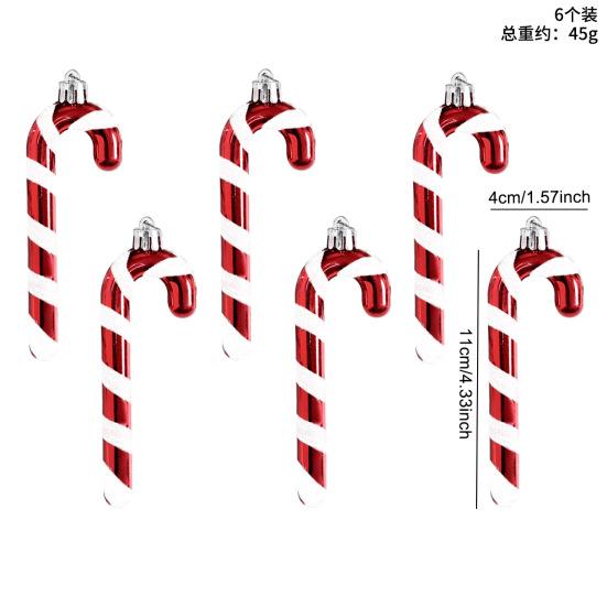 

Современные стеклянные рождественские сувенирные украшения в виде леденцов - Набор из 6 штук, 4 дюйма красный