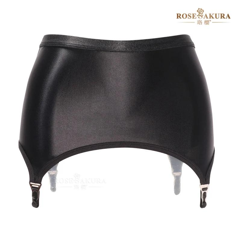 Sexy Luxury Metal Gourd Buckle Women's Oil Glossy Suspender Belts Female Elastic Garters Buttocks Skirt Underwear Sleepwear