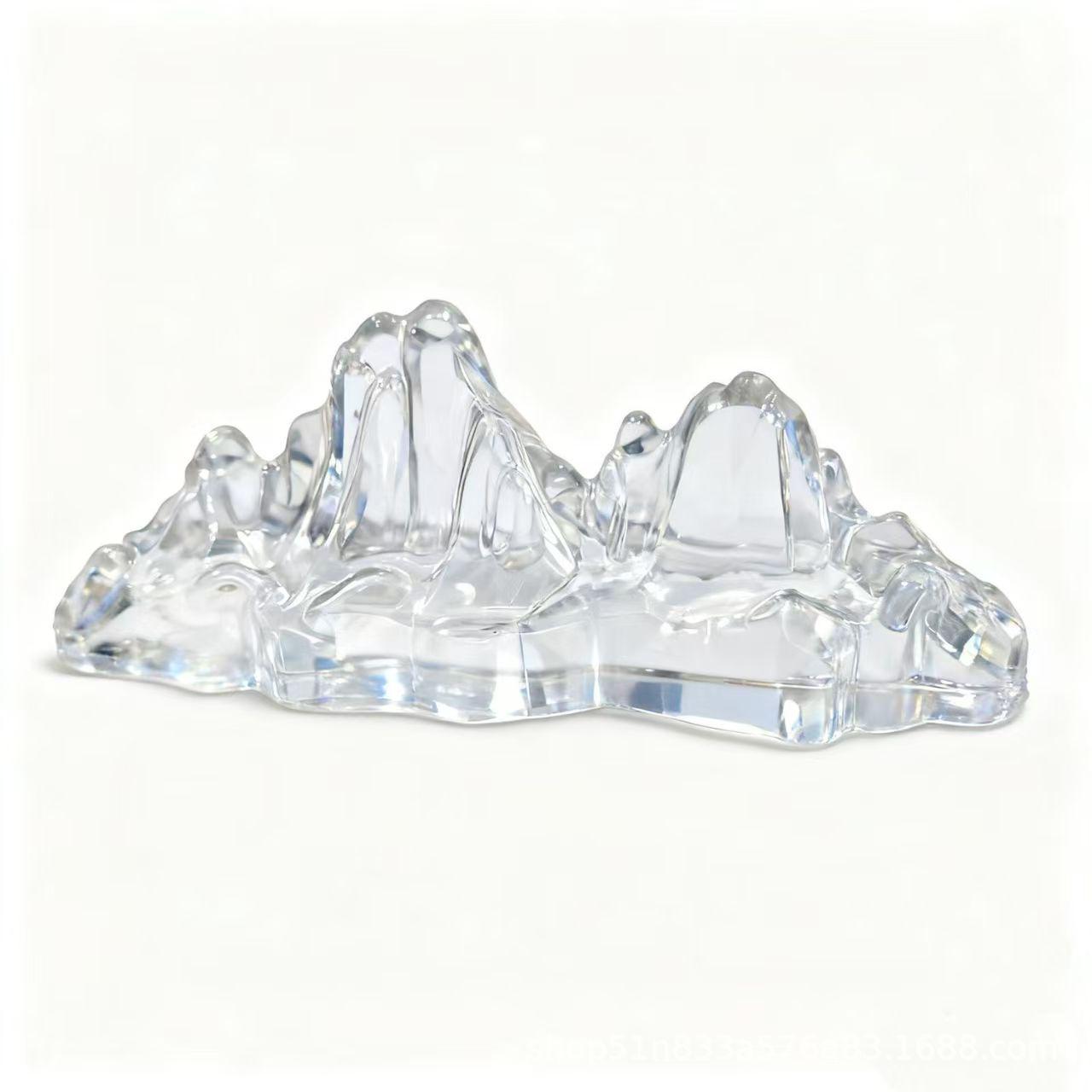 

Crystal Glass Mountain Peak Pen Rest & Miniature Rockery Ornament Clear Crystal Iceberg Pen Rest