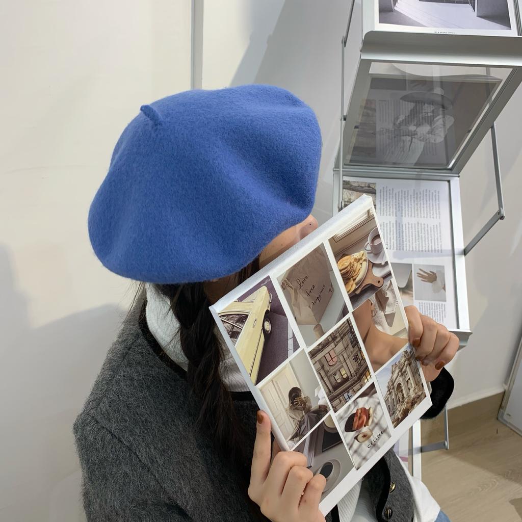 Woolen Beret Women Korean Versatile Hat Women Autumn and Winter Japanese Retro Candy Color Painter Hat