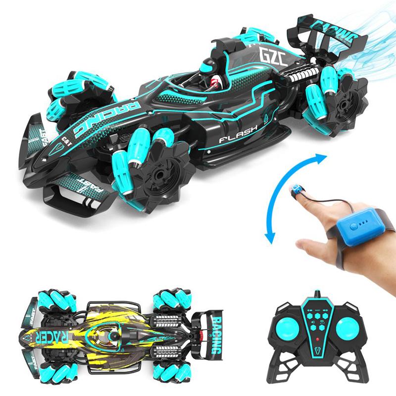4WD RC Car Toy  F1 Stunt Drift Racing Car Kit 2.4G Gesture Remote Control Cars Spray Light Music Toys for Adults Children Kids